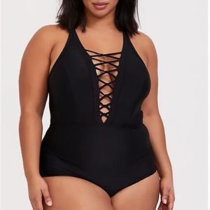 Torrid Black Crisscross One-Piece Swimsuit
